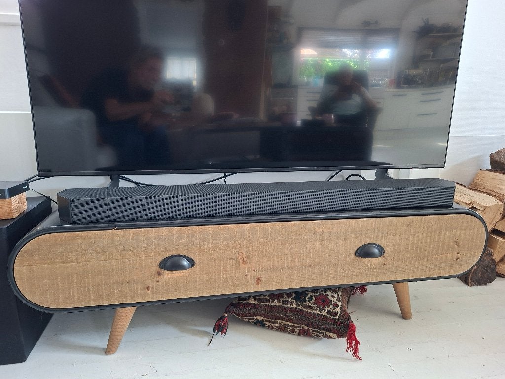 Tv kastje industrieel/retro, Ophalen, Gebruikt, 100 tot 150 cm, Glas