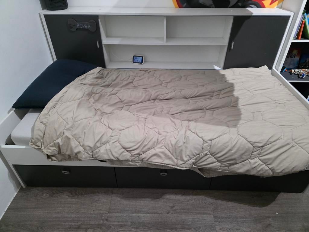 Kinderbed met opbergruimte 180x200, Ophalen, Gebruikt, 90 cm, Eenpersoons