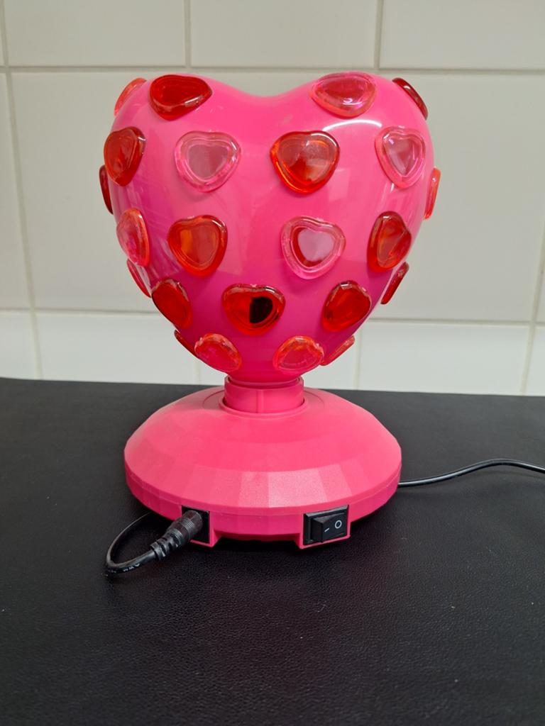Roze hartvormige discolamp met snoer en batterijoptie, Ophalen of Verzenden, Gebruikt, Roze, Kunststof