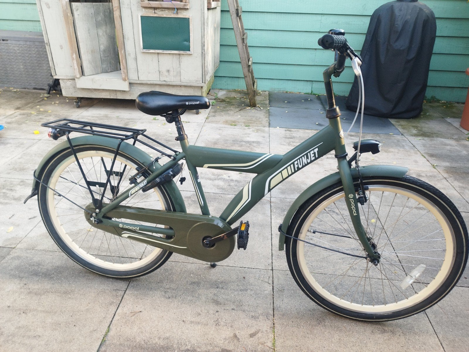 Popal Funjet Kinderfiets 24 inch - Groen, Ophalen, Gebruikt, Popal, Terugtraprem