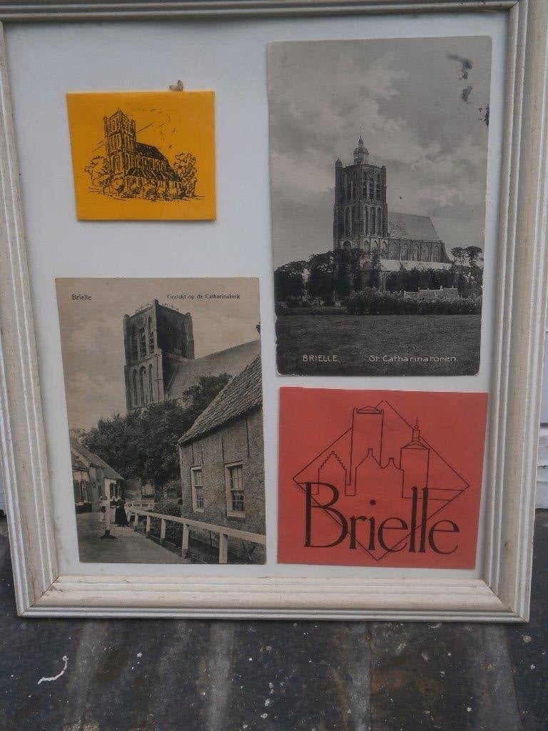 Brielle Leuk schilderijtje 2 oude ansigtkaarten, Ophalen of Verzenden