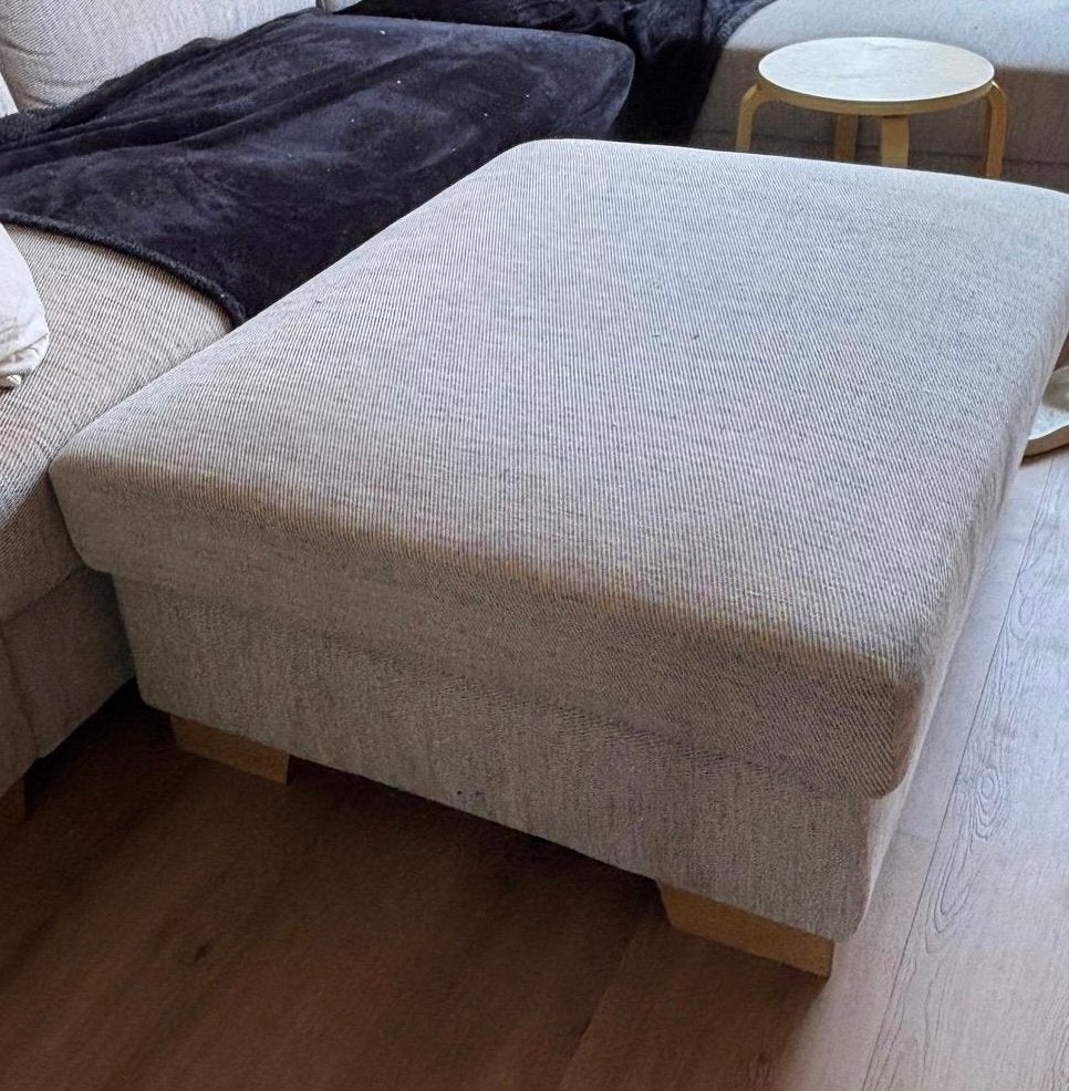 Ikea Sörvallen beige voetenbank met opbergruimte - Gebruikt, Ophalen, Gebruikt, 75 tot 100 cm, Stof