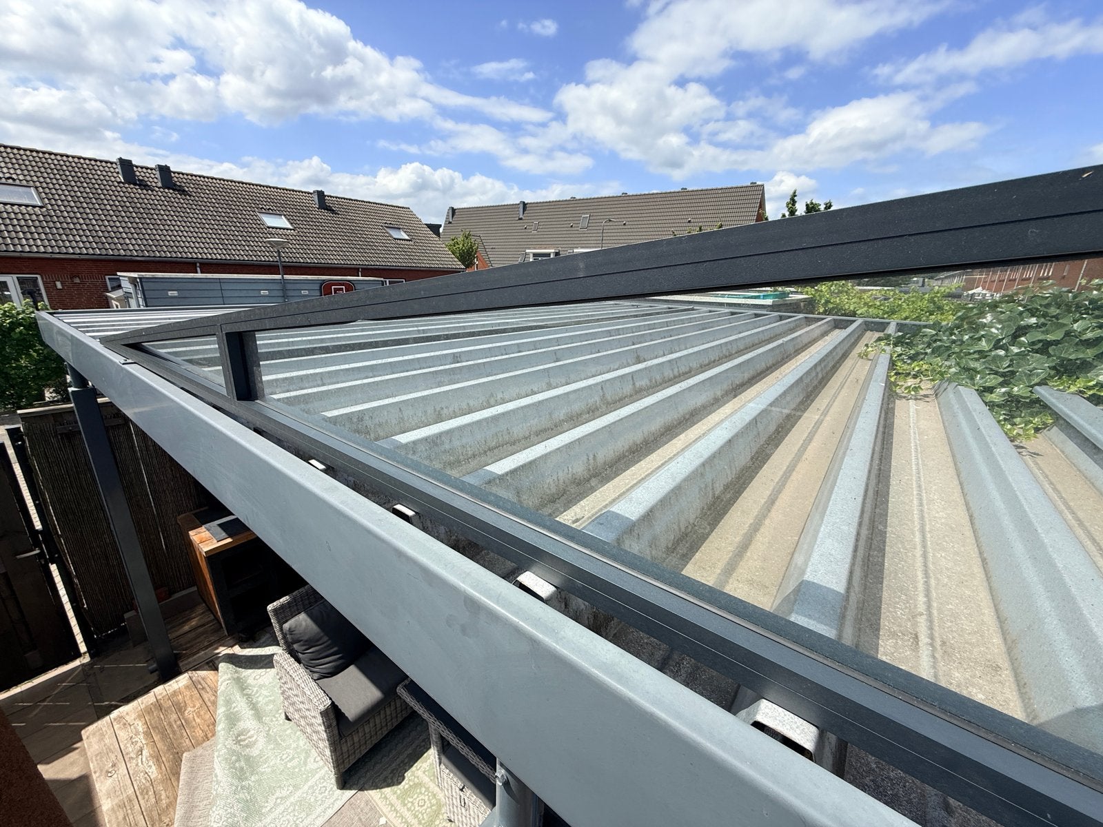 Glazen spie in aluminium frame (ral 7016)voor veranda, Doe-het-zelf en Verbouw, Ophalen, Gevelraam of Ruit, Minder dan 80 cm, Nieuw