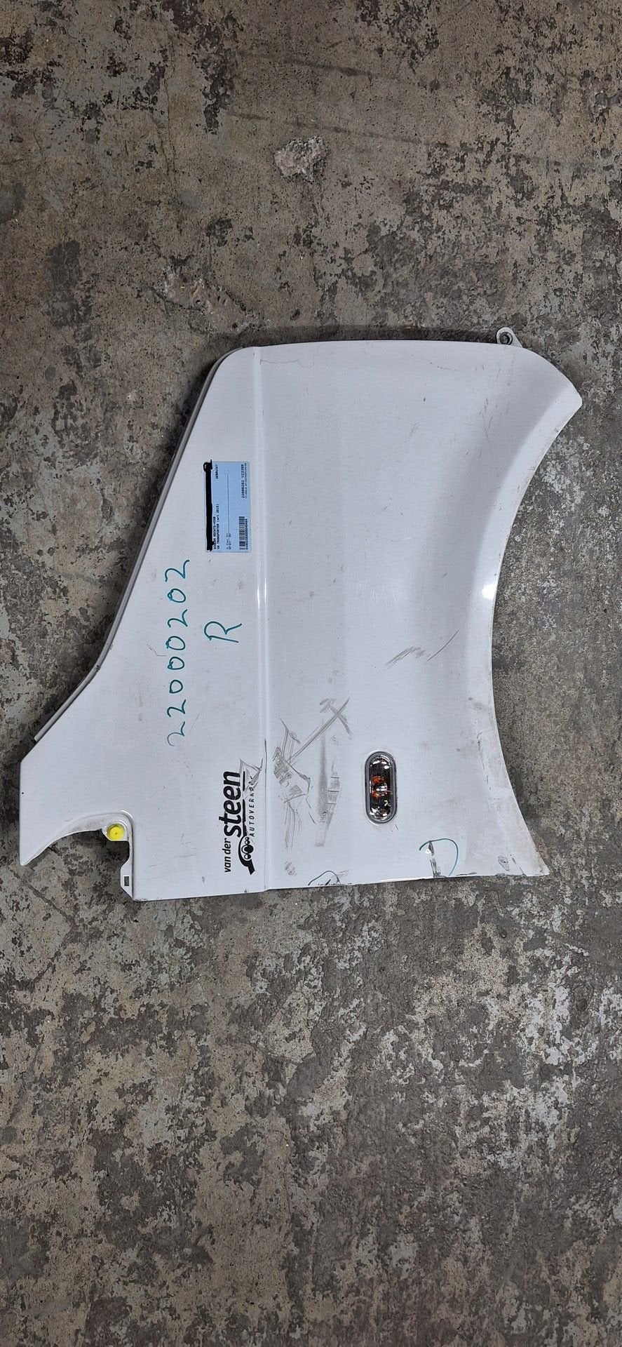 VW Transporter T5 Spatbord Rechts-voor 2015 Wit Origineel, Gebruikt, -, Volkswagen, -