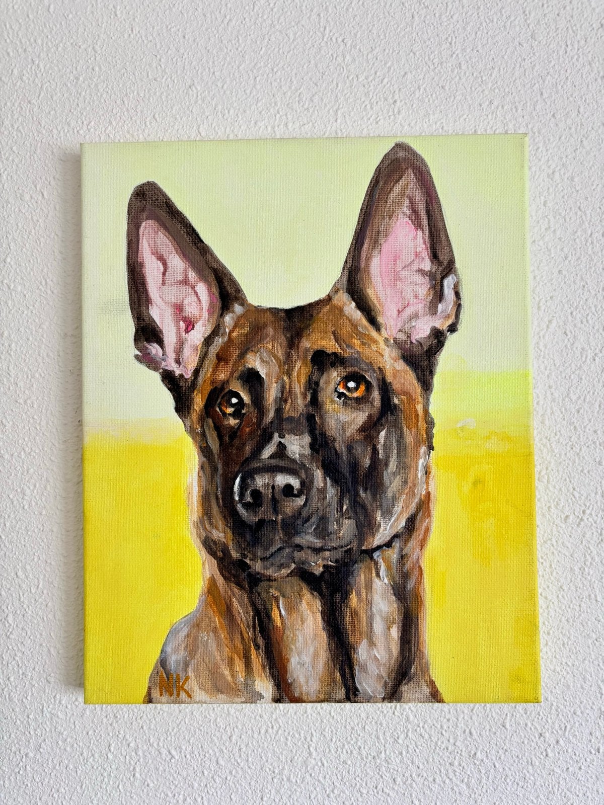 Acryl schilderij Duitse herder - 30x24 cm, Antiek en Kunst, Acrylverf, Doek, Dieren, Ophalen of Verzenden