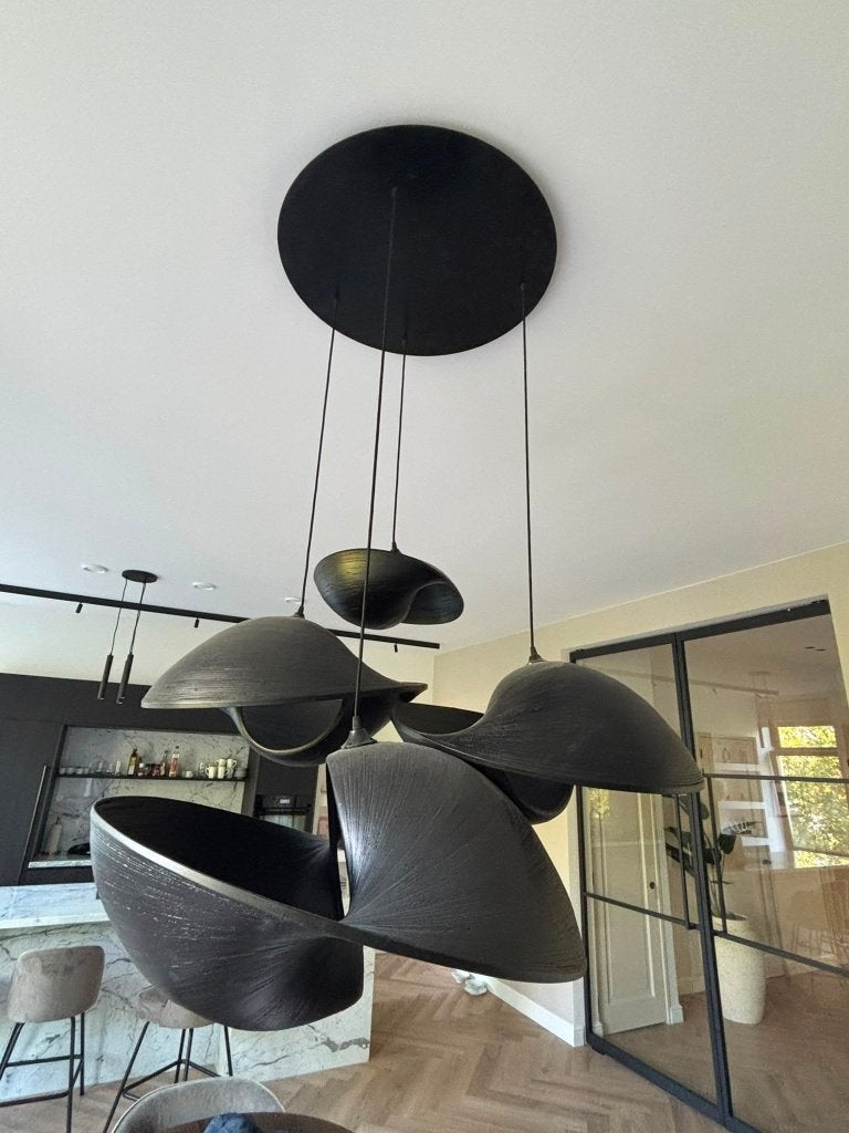Hanglamp - Valbonne - Set van 4 - Zwart, Ophalen, Zo goed als nieuw, Kunststof, E27 (groot)