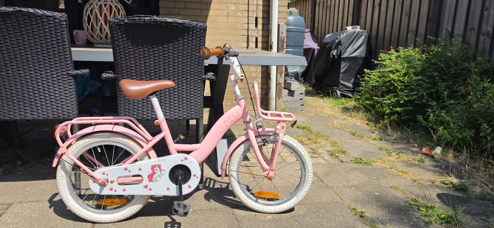 Kinderfiets, roze van Sjoef, Ophalen, Gebruikt, 16 inch, Handrem