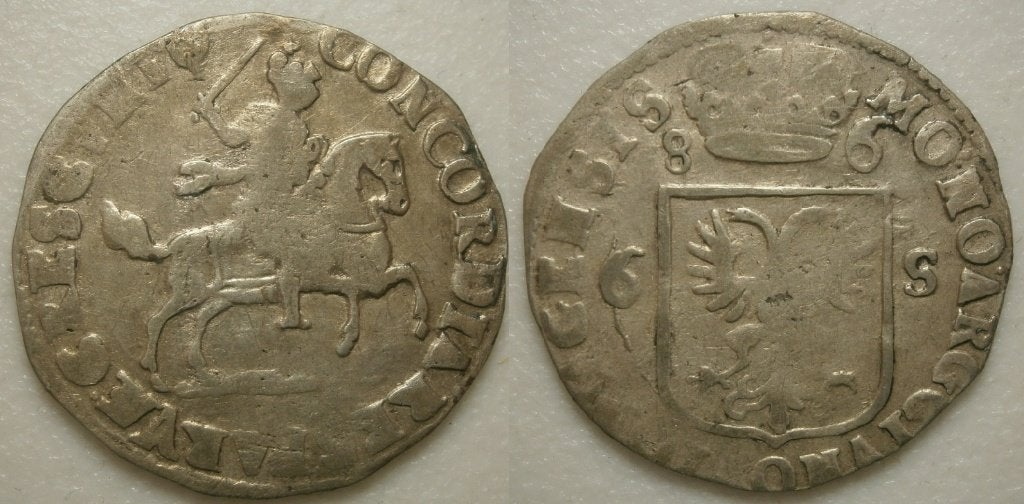 Nijmegen Rijderschelling 1686 variant, Postzegels en Munten, Munten | Nederland, Vóór koninkrijk, Zilver, 25 cent, Ophalen of Verzenden