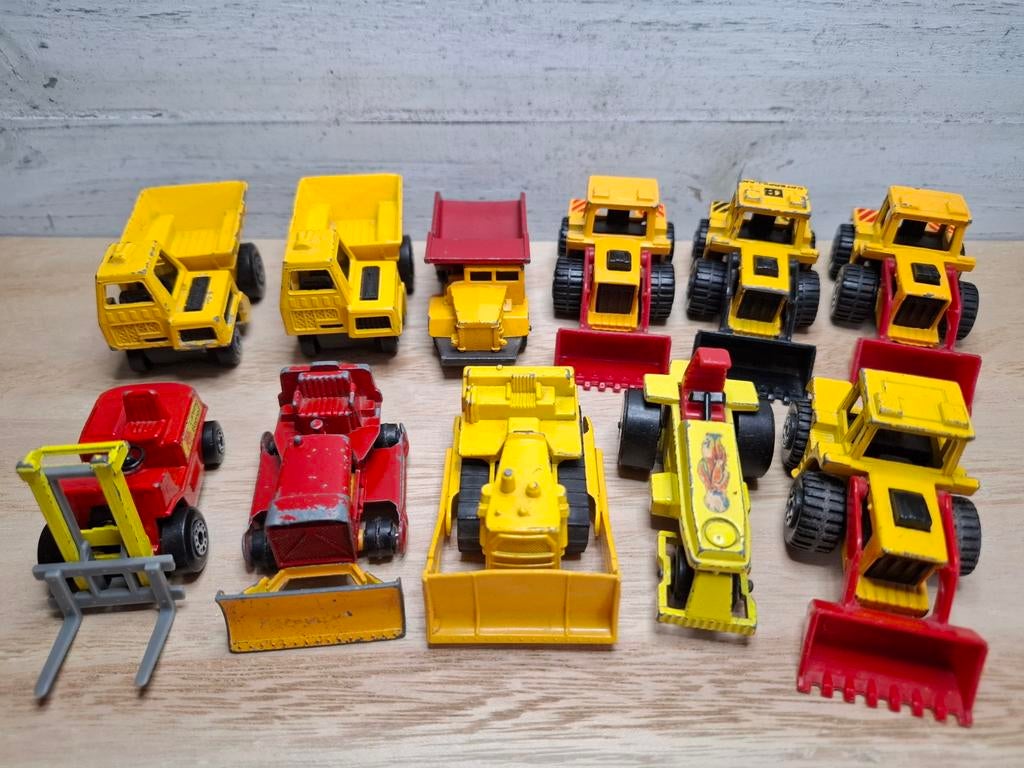 Partij Vintage Matchbox Werkmachines – Jaren '70 (Lesney), Ophalen of Verzenden, Gebruikt