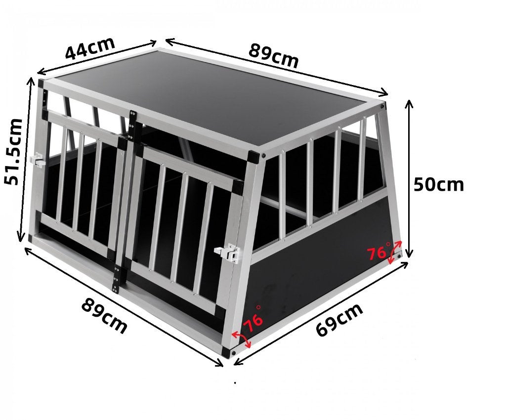 Autobench Aluminium Dubbeldeurs Auto Hondenbench 89x69x50 cm, Ophalen of Verzenden, Nieuw