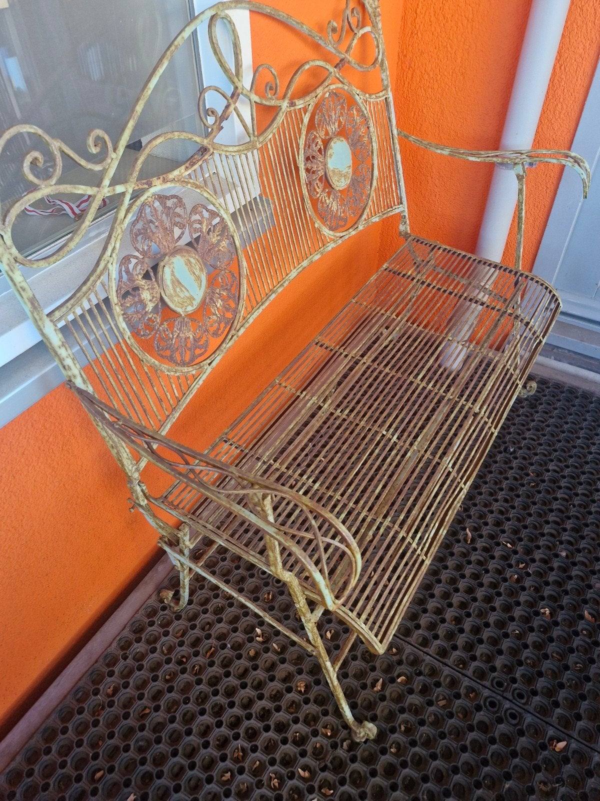 Decoratief ijzeren tuinbankje - 1.25m breed, Ophalen