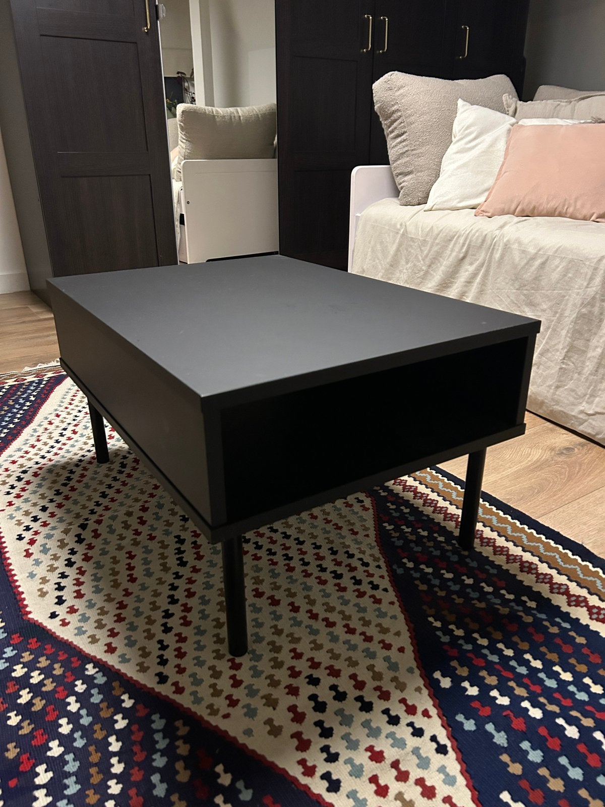 Zwarte salontafel / bijzettafel IKEA TUNSTA, Ophalen, 50 tot 100 cm, Zo goed als nieuw, Overige houtsoorten