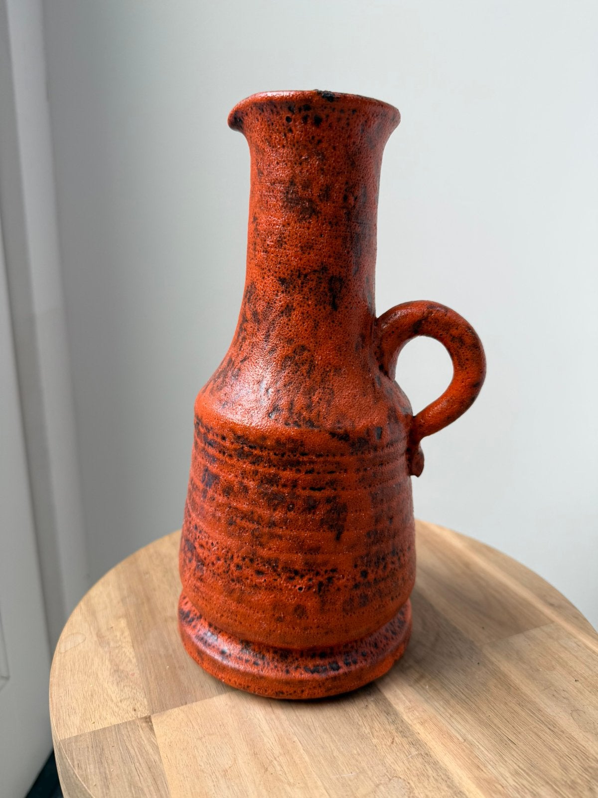 Vintage aardewerk oranje vaas kan kruik 25cm H, Ophalen of Verzenden, Gebruikt, Oranje