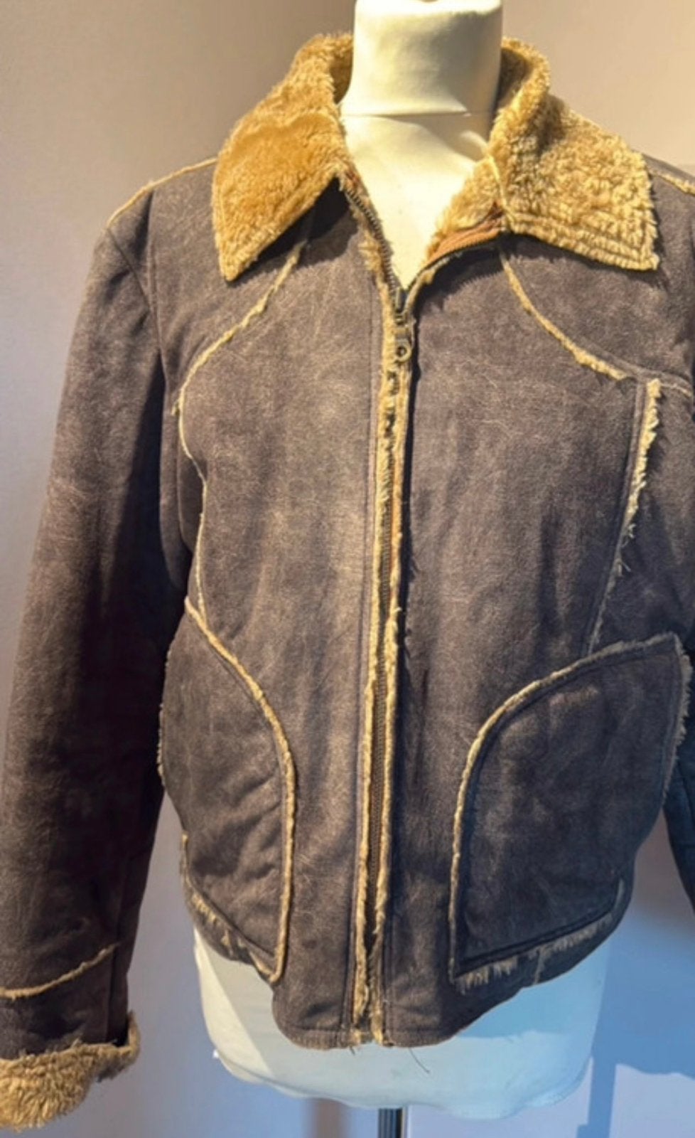 Vintage Eddy's Jas met Bontkraag maat m, Ophalen of Verzenden, Zo goed als nieuw, Maat 38/40 (M), Bruin