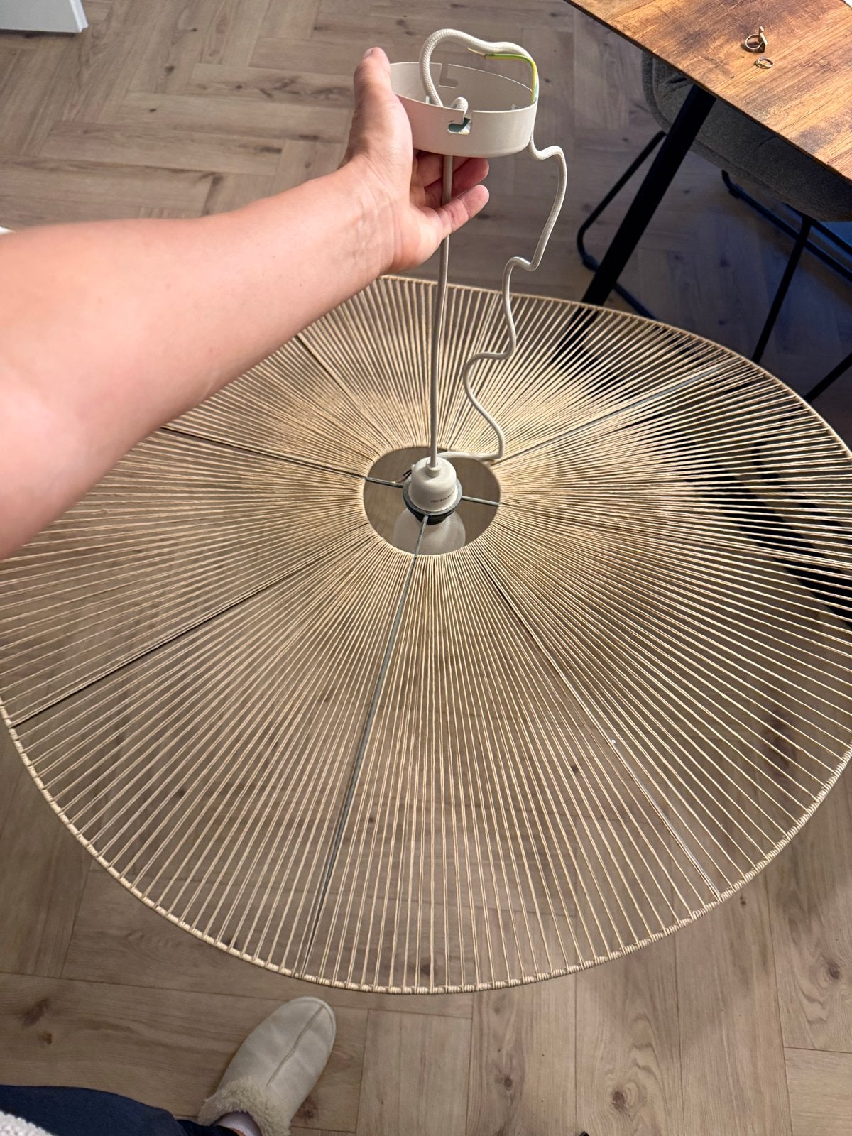 Moderne hanglamp met spijlen design, Ophalen of Verzenden, Gebruikt, Metaal, E27 (groot)