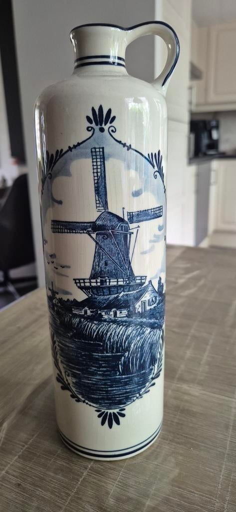 Delfts Blauw BOLS Jenever Kruik - Molen en Bloemen Decor, Ophalen of Verzenden