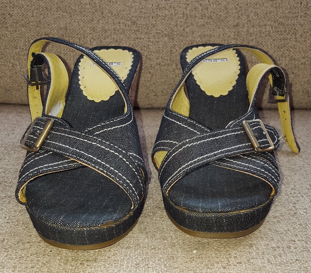 Hobb's hobbs denim sleehak sandalen mt 37 als nieuw nr 45307, Hobb's, Blauw, ., Hobb's