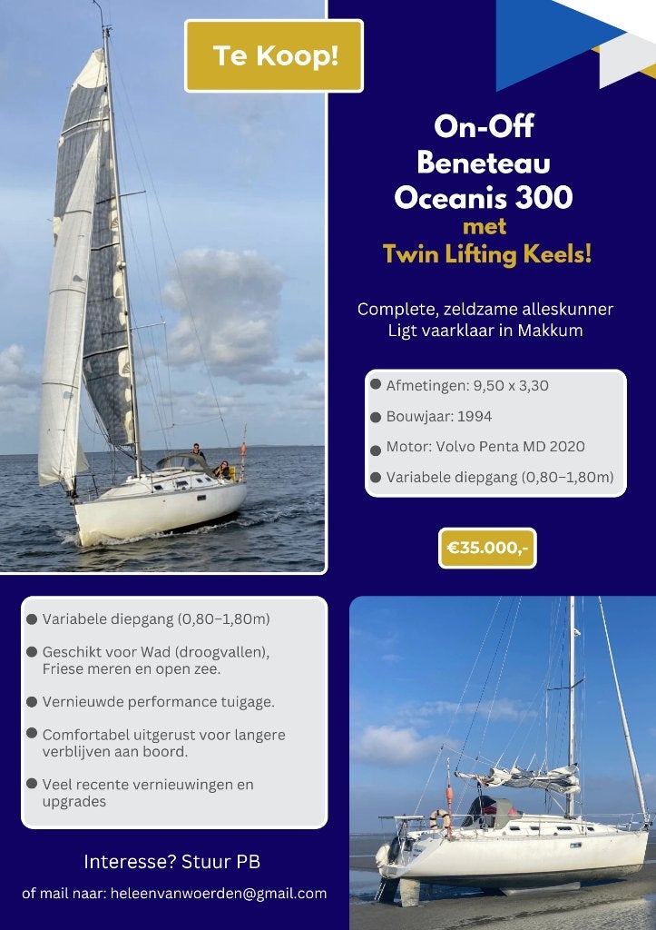 Beneateau Oceanis 300 met twin lifting keels, Gebruikt, 1.90 meter, Binnenboordmotor, Tourjacht of cruiser