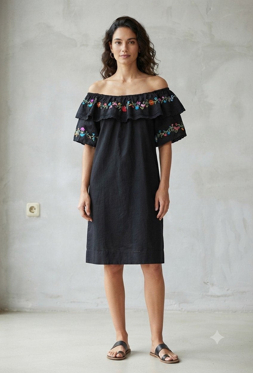 Rixo off shoulder mini dress  nieuw, Zwart, Maat 42/44 (L), Nieuw, Ophalen of Verzenden