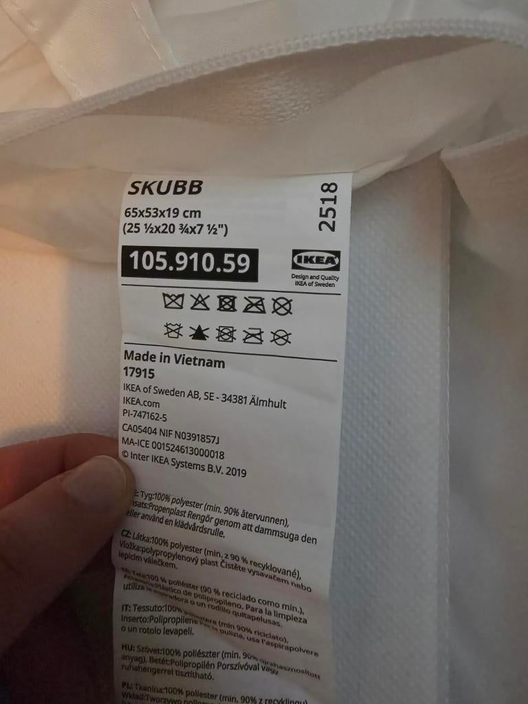 IKEA SKUBB Opbergdoos Wit - 65x53x19 cm, Ophalen, Kunststof, Nieuw, 50 tot 100 cm