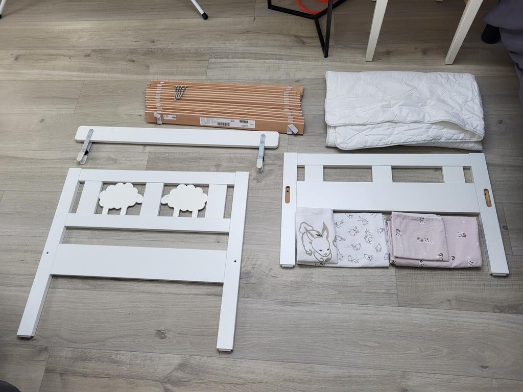 Peuterbed IKEA Kritter wit 70x160cm, Ophalen, 70 tot 85 cm, 140 tot 160 cm, Zo goed als nieuw