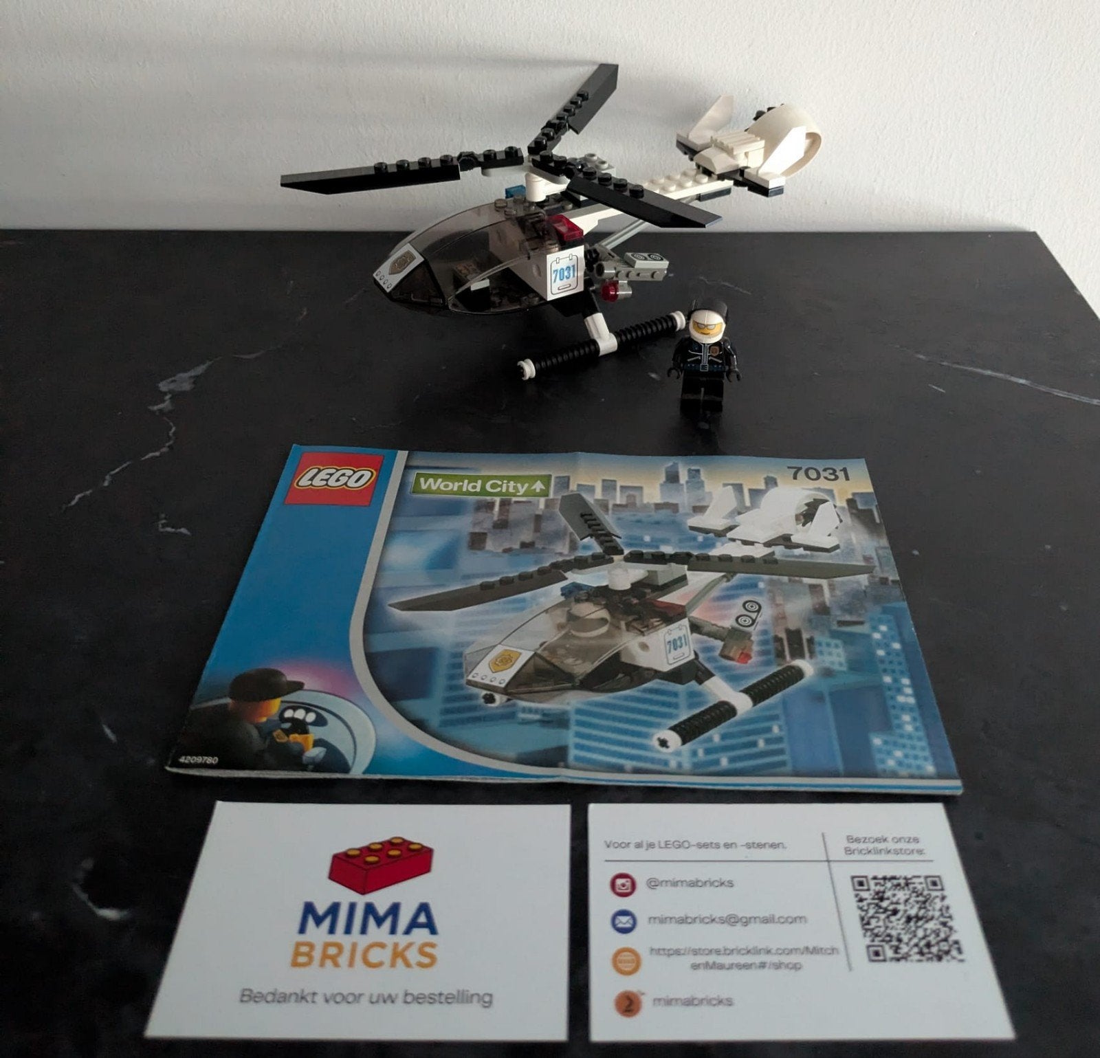 Lego World City 7031 Helikopter compleet met minifiguur, Compleet, Lego, Ophalen of Verzenden, Complete set