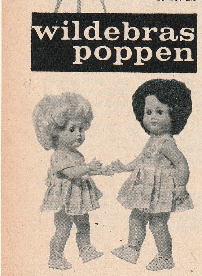 Retro reclame 1963 Wildebras aangeklede poppen speelgoed, Verzenden, Overige typen
