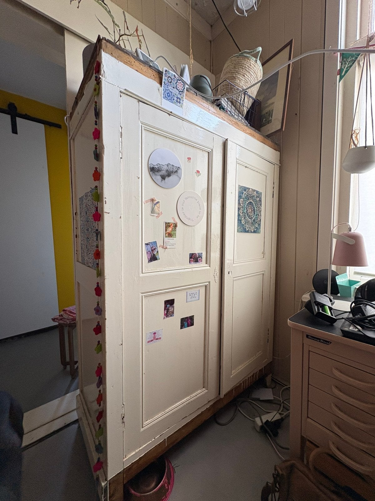 Gweldige vintage retro opbergkast wit creme, Ophalen of Verzenden, Gebruikt