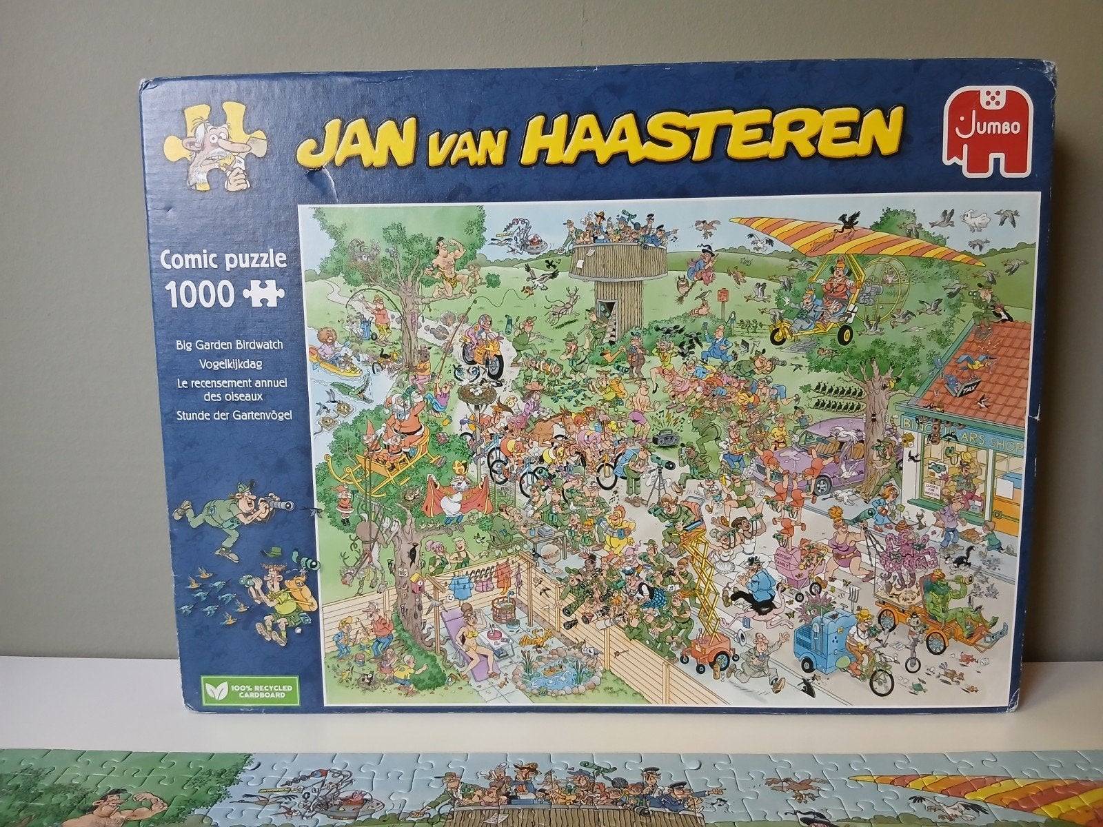 Jan van Haasteren puzzel - Big Garden Birdwatch 1000 s, Ophalen of Verzenden, 500 t/m 1500 stukjes, Zo goed als nieuw, Legpuzzel