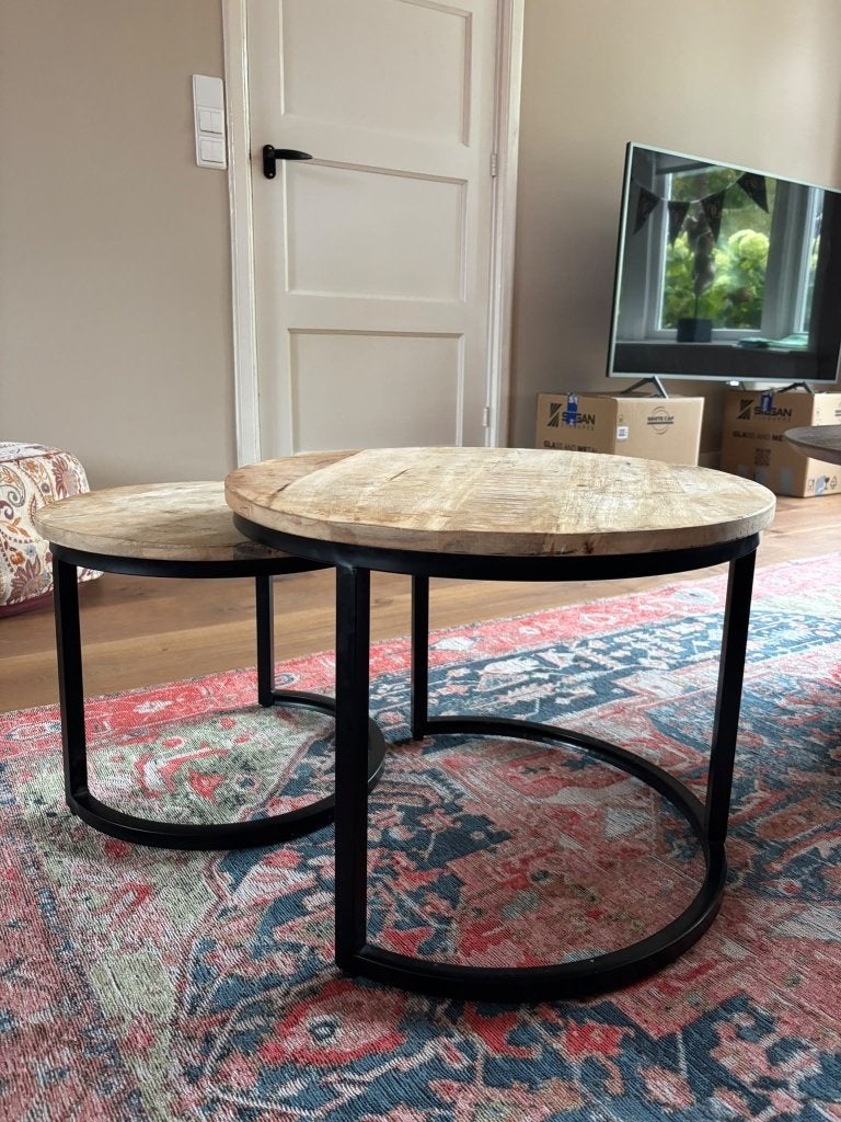 Bijzettafel, Minder dan 55 cm, Gebruikt, Rond, Hout