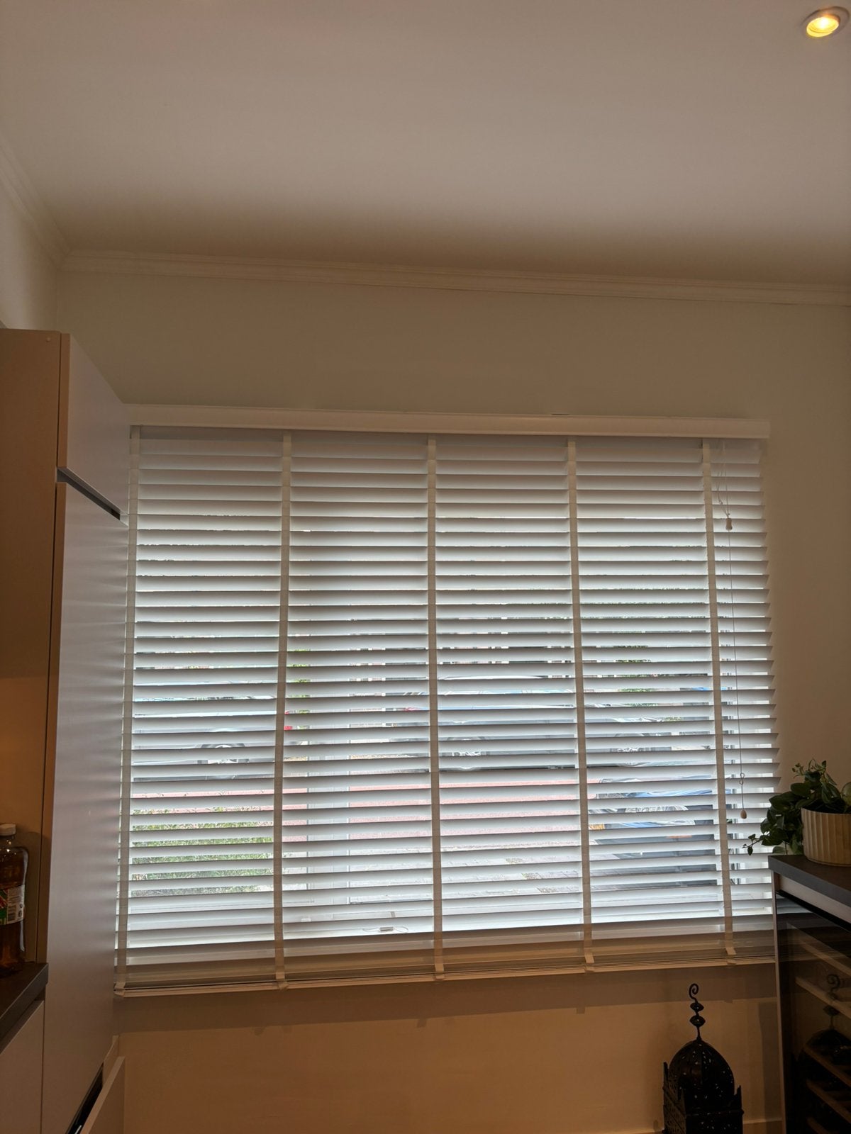 Jaloezie wit houtlook 220 x 180, Ophalen, Zo goed als nieuw, Wit, Jaloezie