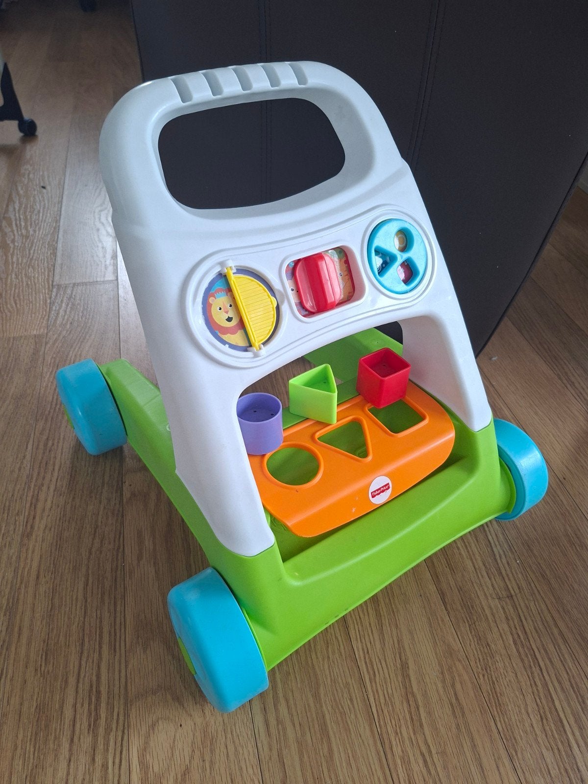 Fisher-Price loopwagen met blokjes, Ophalen of Verzenden, Gebruikt, Duw- of Trekspeelgoed