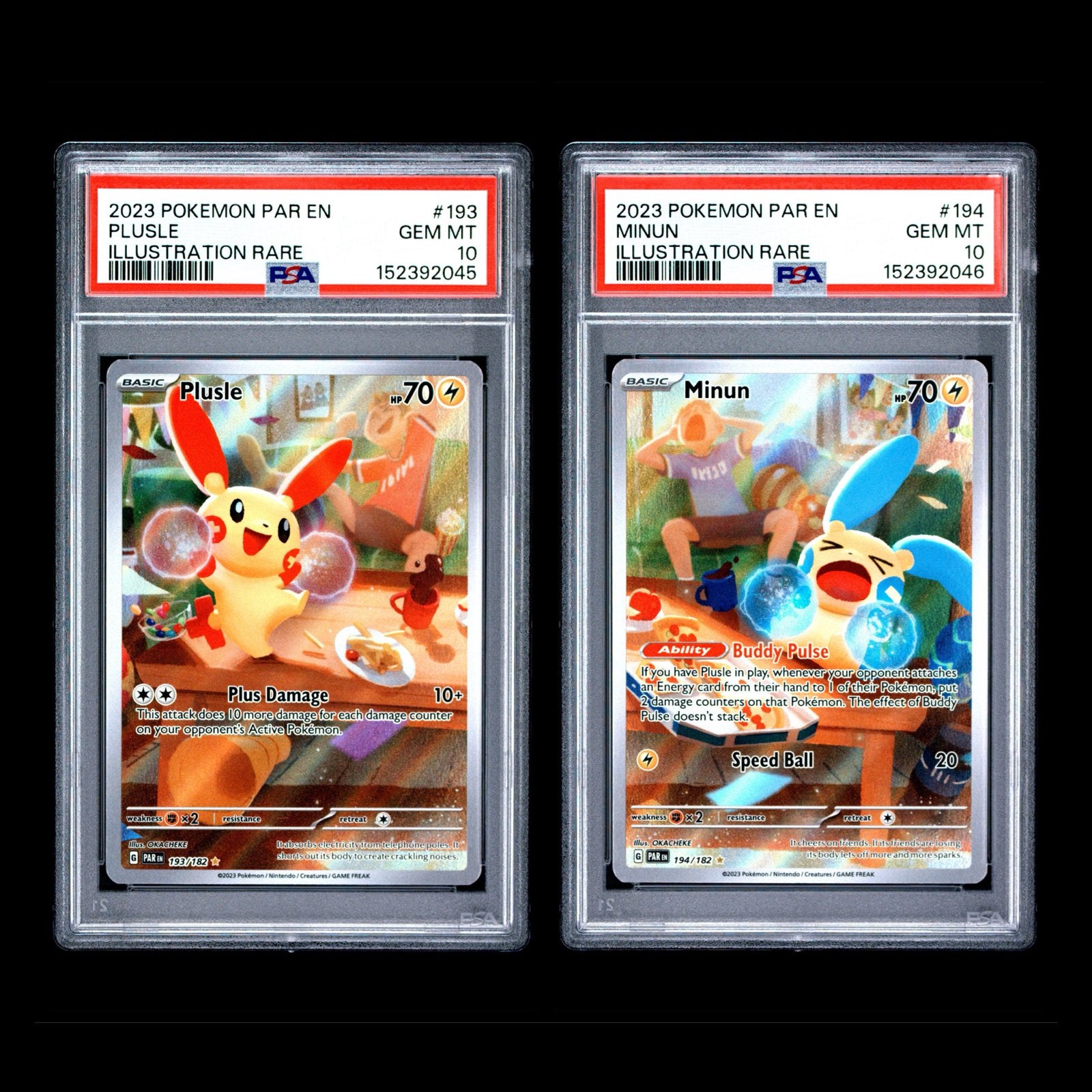 Plusle 193 & Minun 194 Illustration Rare PSA 10 Sequential, Hobby en Vrije tijd, Verzamelkaartspellen | Pokémon, Ophalen of Verzenden