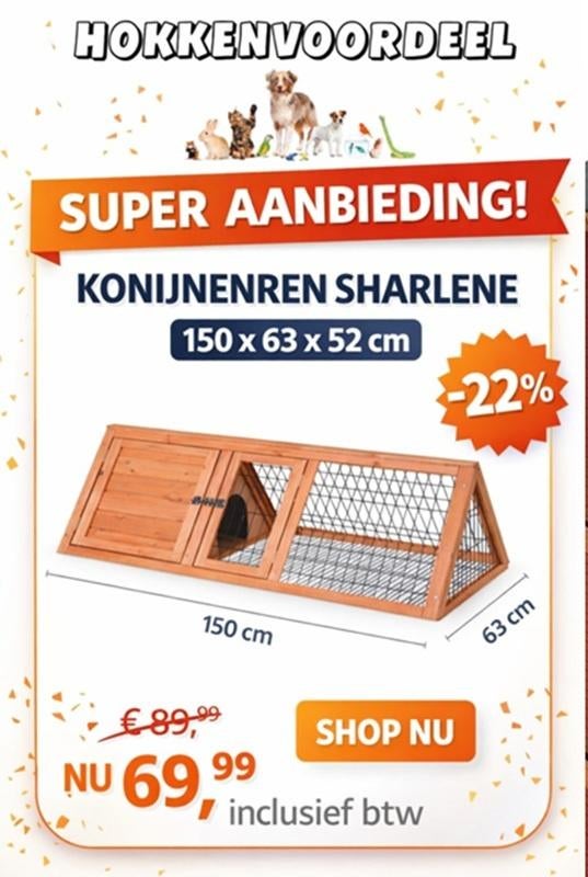 Konijnenren - knaagdierenren -  152cm, Dieren en Toebehoren, Knaagdieren en Konijnen | Hokken en Kooien, 110 cm of meer, Nieuw