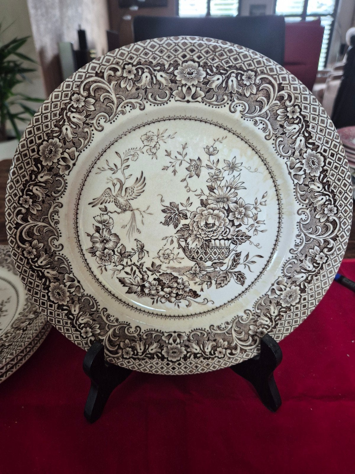 3 Staffordshire Ironstone borden, bruin decor 22 cm, Antiek en Kunst, Ophalen of Verzenden