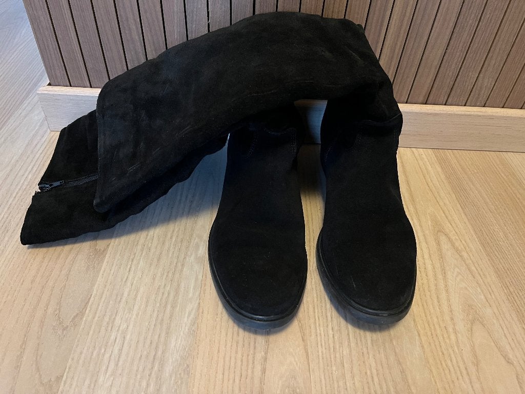 Zwarte suede dames laarzen, maat 40 , merk Cafe Moda, Hoge laarzen, Zwart, Cafe moda, Ophalen of Verzenden