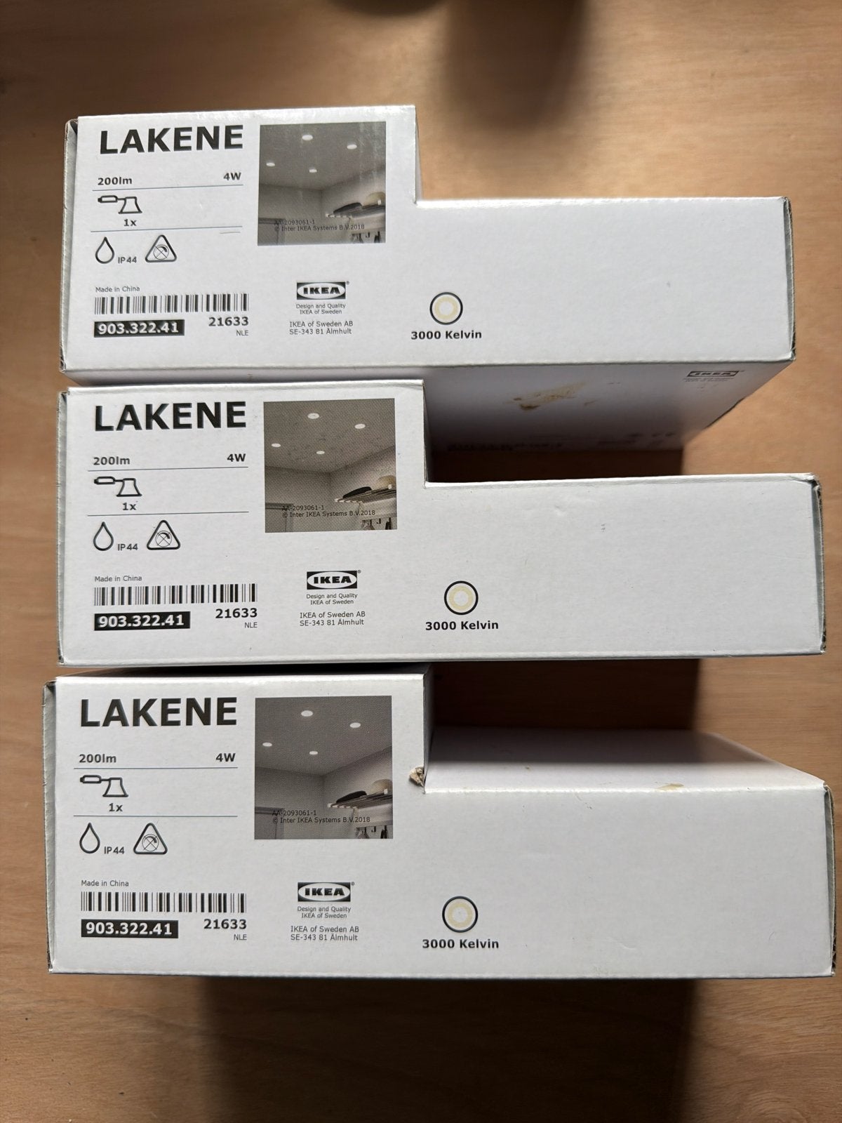 IKEA LAKENE LED Inbouwspots - 3 stuks, 3000K, IP44, Nieuw, Overige fittingen, Ophalen of Verzenden, LED