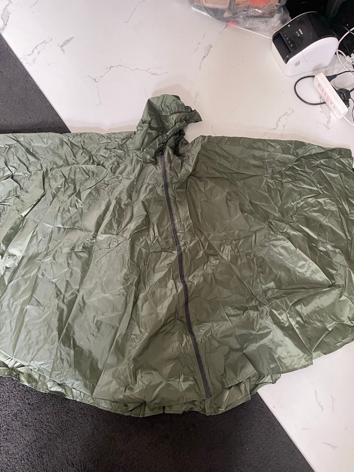 FOXLY Regen Poncho Unisex met Rits - Fietsponcho - Donkergro, Ophalen of Verzenden, Nieuw, Regenpak, Dames