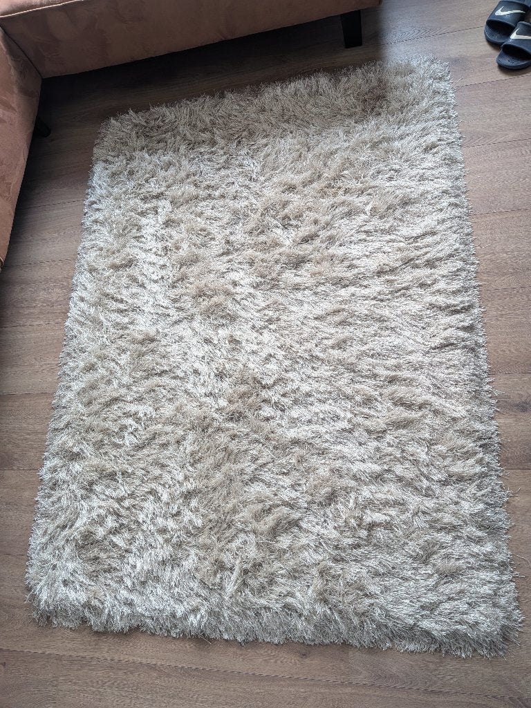 Merinos Hoogpool Vloerkleed Glossy - Zandkleur (120x170 cm), Ophalen, 100 tot 150 cm, Beige, Zo goed als nieuw