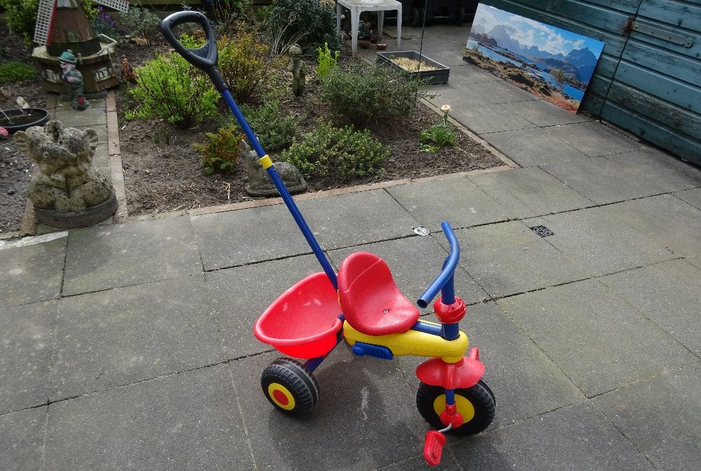 Driewieler fietsje met duwstang, Ophalen, Gebruikt, Duwstang
