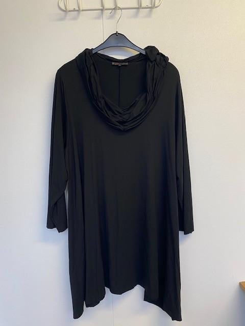 Zwart tricot tuniek Exelle hang kraag L - 54/56 (50/52?), Exelle, Ophalen of Verzenden, Zo goed als nieuw, Nvt
