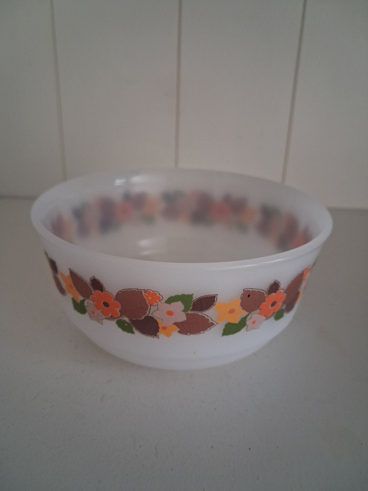 Vintage Jenaer Glas schaal met bloemmotief, Ophalen of Verzenden
