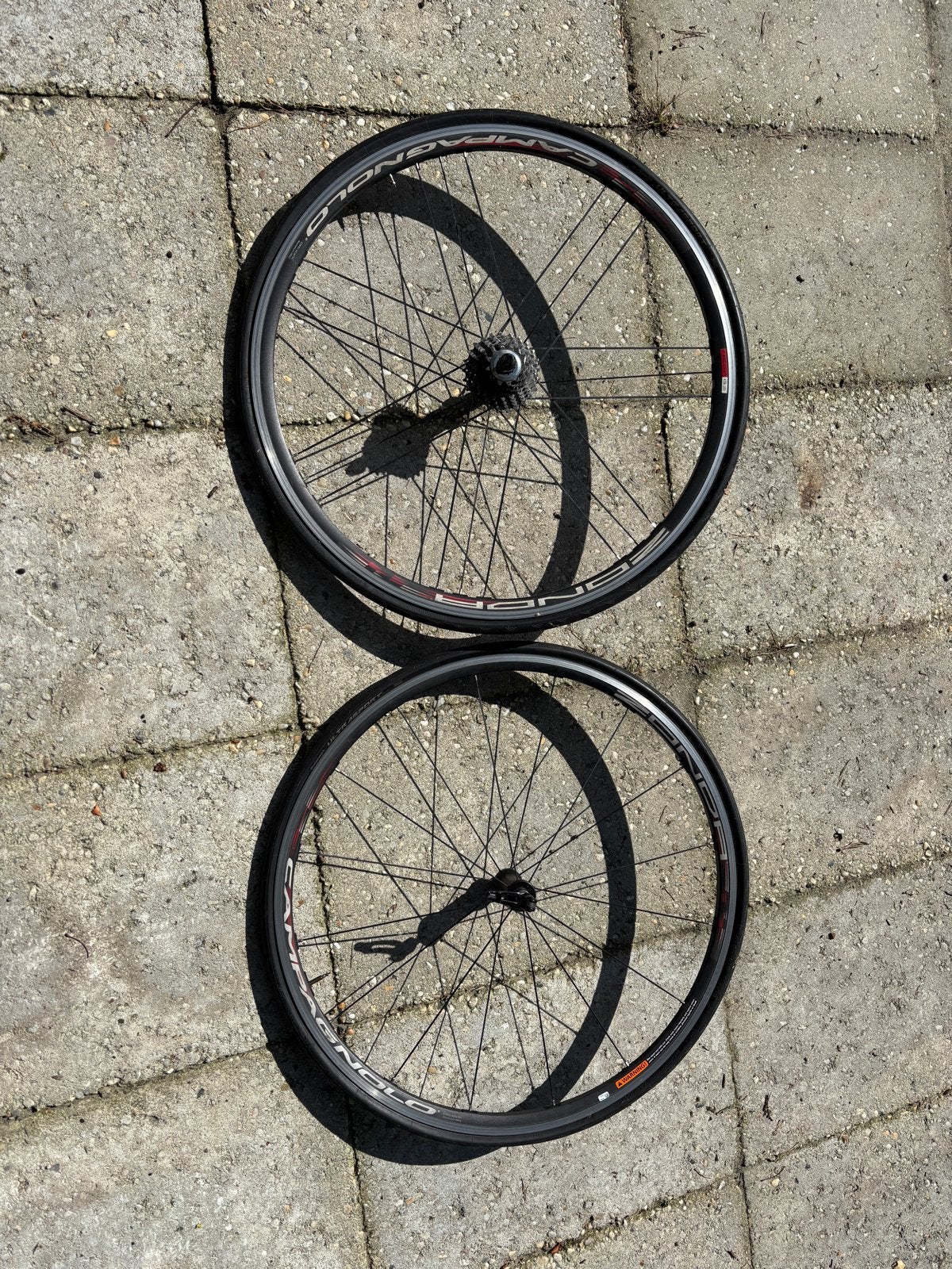 Campagnolo Wielset, Continental banden en Ultegra cassette, Wiel, Gebruikt, Ophalen of Verzenden, Aluminium