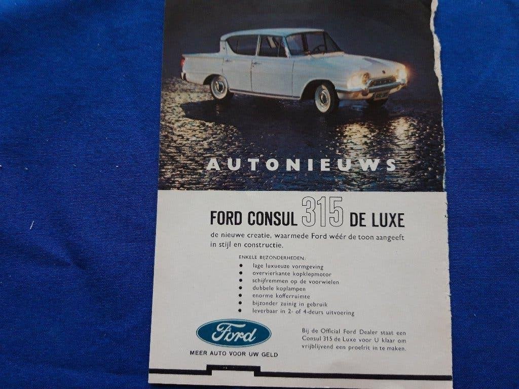 Ford Consul 315 de Luxe - originele advertentie, Ophalen of Verzenden, Zo goed als nieuw, Auto's
