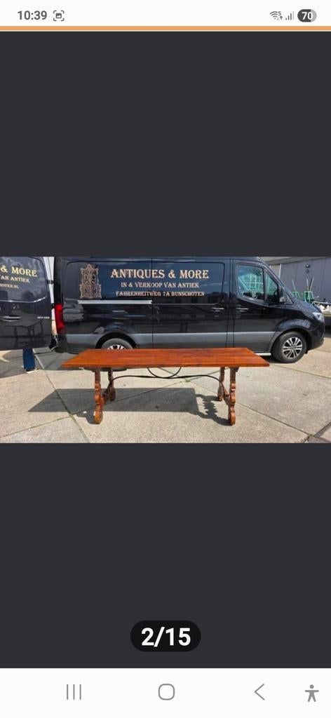 Antieke Spaanse eettafel 230 cm, Antiek en Kunst, Ophalen