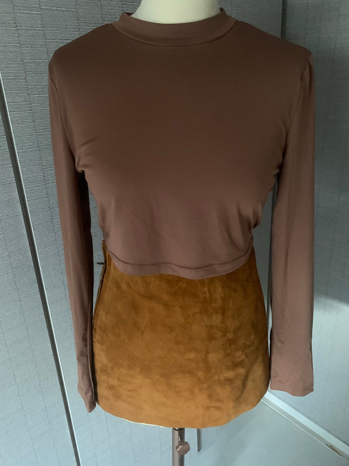 Cognacbruin suède rokje maat M, Kleding | Dames, Maat 38/40 (M), Bruin, Ophalen of Verzenden, Zo goed als nieuw