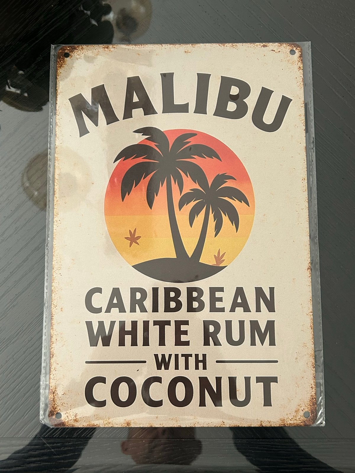 Malibu Caribbean White Rum Coconut Metalen Bord, Vintage, Meerkleurig, Nieuw, Ophalen of Verzenden