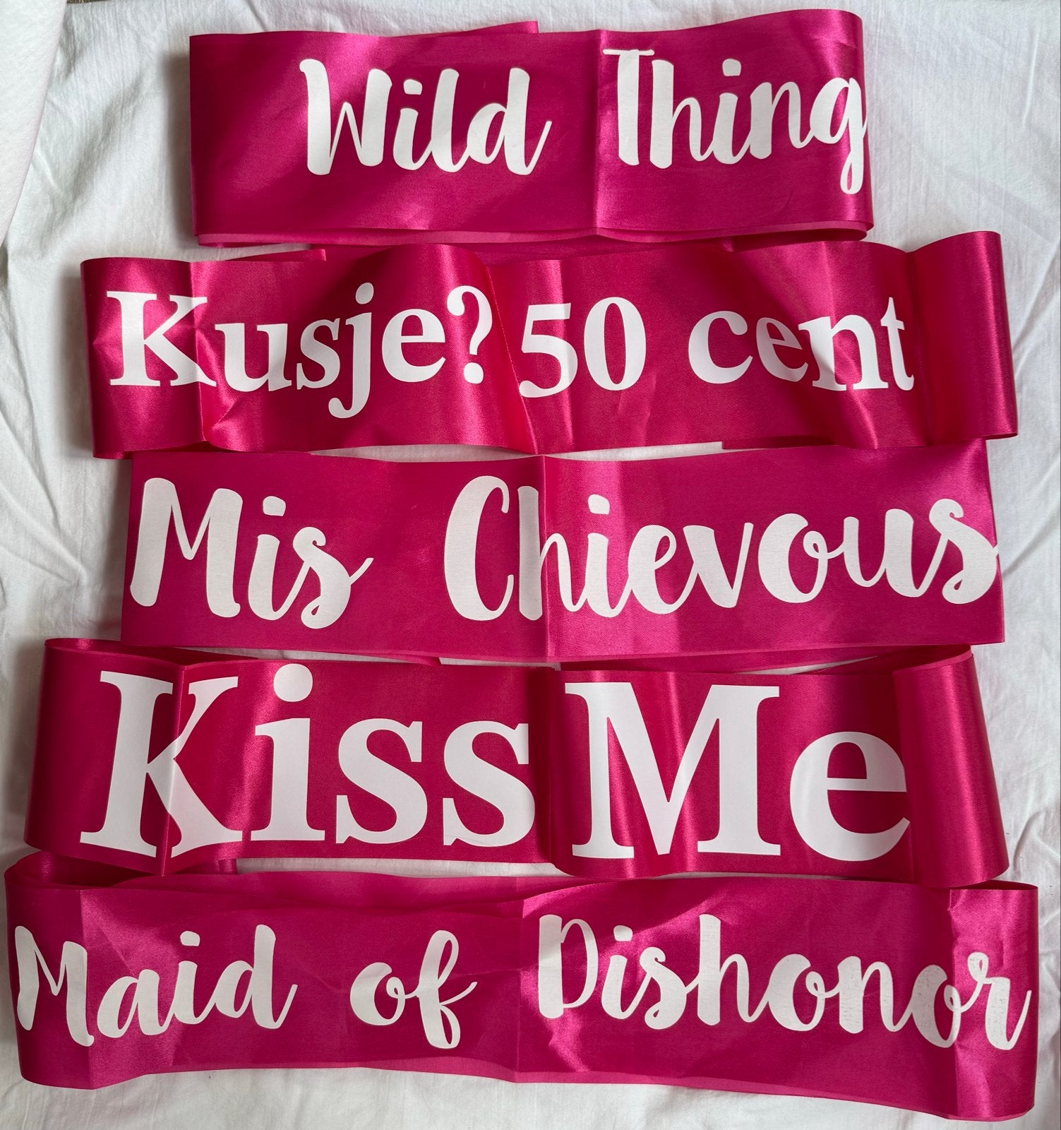 9 Roze Sjerpen voor Vrijgezellenfeest - Diverse Teksten, Ophalen of Verzenden, Nieuw, Feestartikel, Geboorte of Huwelijk