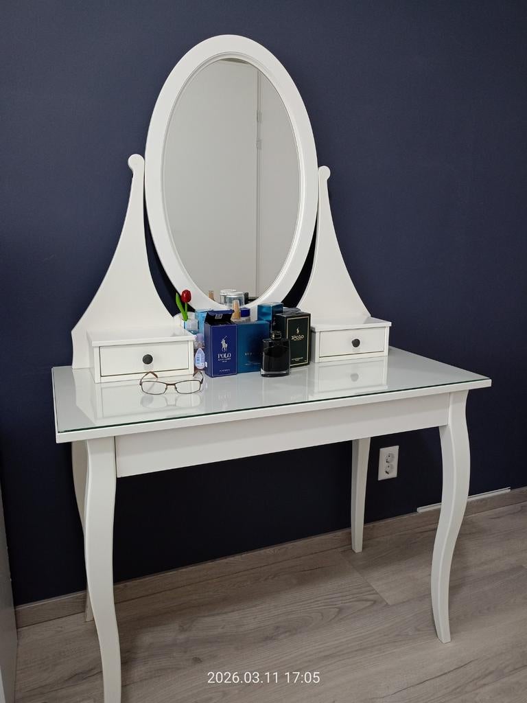 Ikea HEMNES Kaptafel met spiegel en lades, 150 tot 200 cm, Hout, 50 tot 100 cm, Ophalen of Verzenden