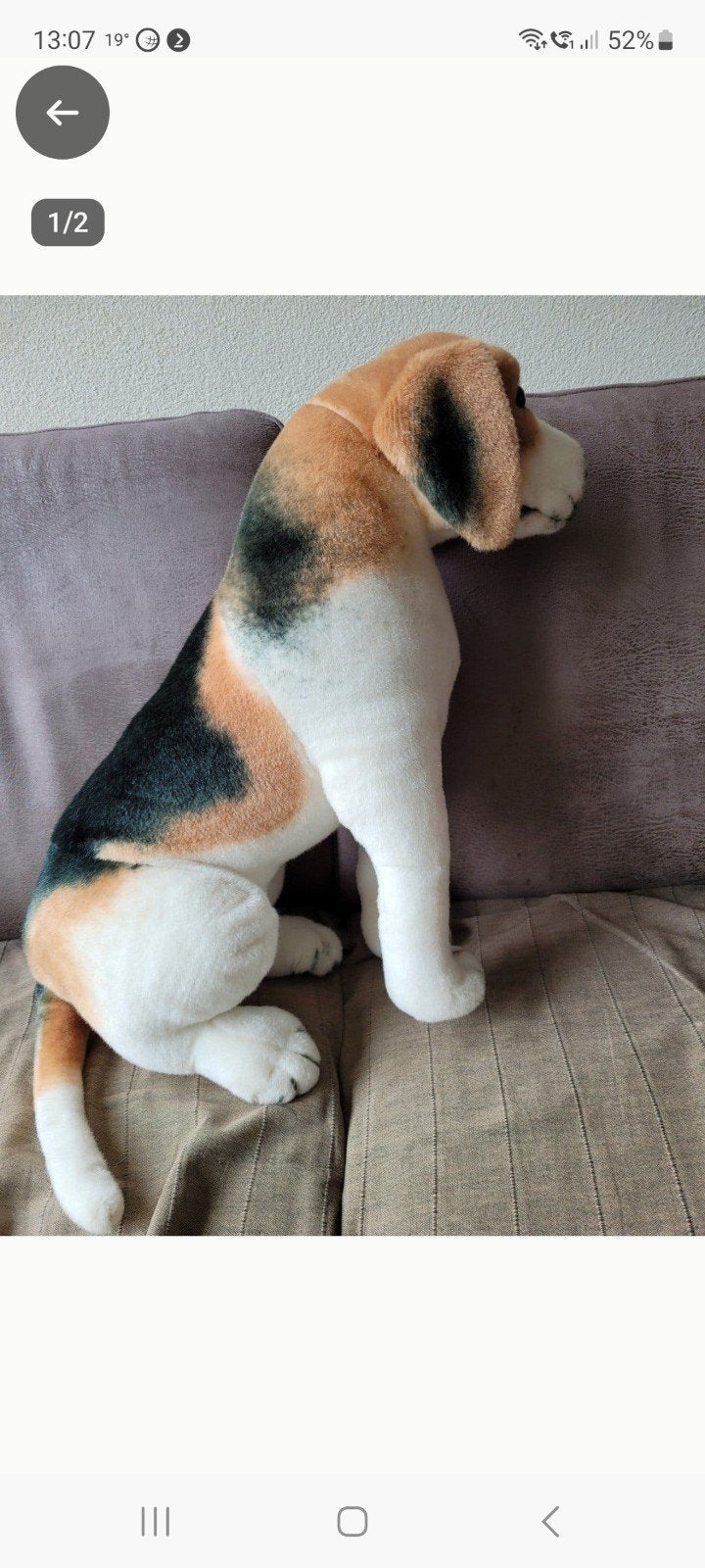 Grote knuffelhond - Beagle, Zo goed als nieuw, Middelgroot (20 tot 80 cm), Meerkleurig, Hond